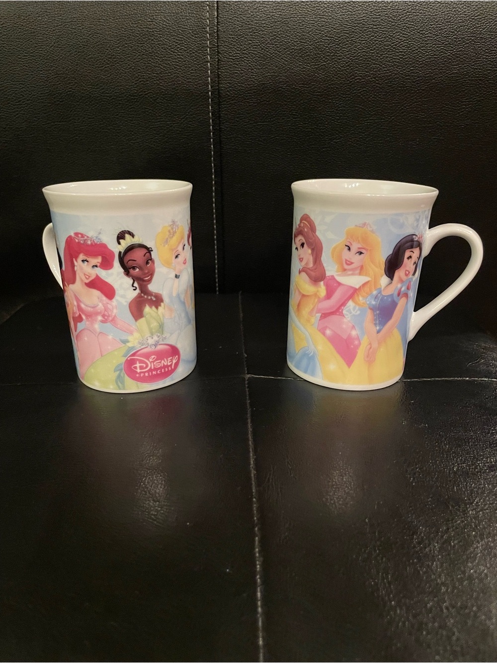 Disney Princess Ceramic Mugs - Pink, Yellow, Blue